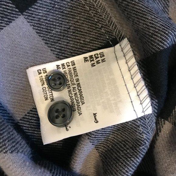 Club Room Grey and Black Plaid Men's Button Down Flannel Long Sleeve Shirt - Picture 6 of 9